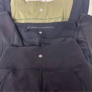 Bundle of 3 Lululemon Black and Olive Leggings sizes 6 & 4